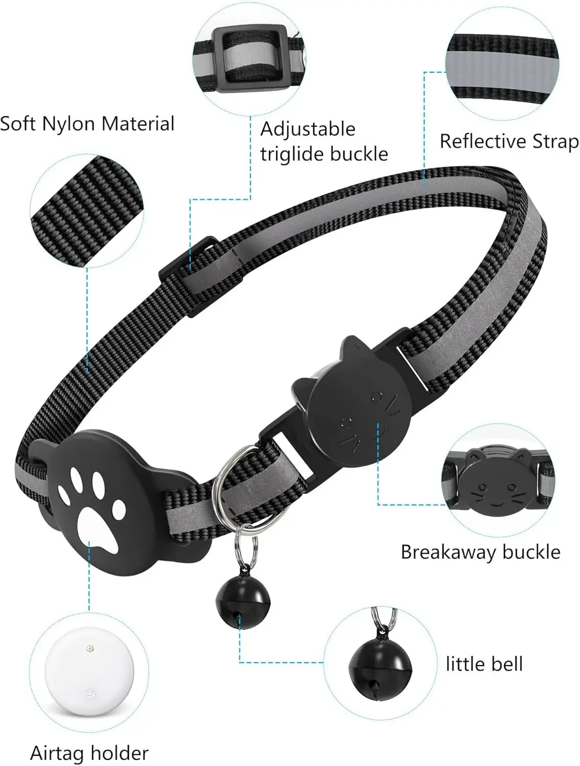Bluetooth Tracker Compatible with Google Find My (Android Only), Tracker for Pets, Cat Location Tracker with Holder, Cat Collar