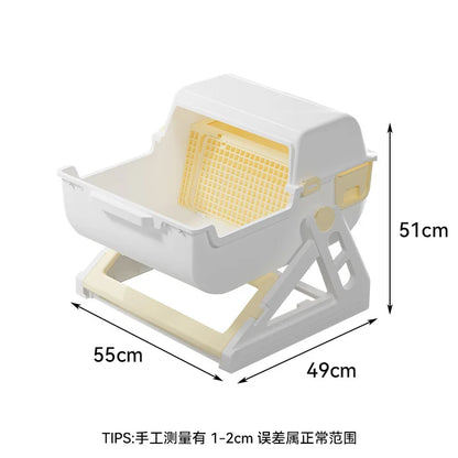 Large Size Semi Automatic Foldable Cat Litter Box Semi Closed Safe Durable Stable Universal Pet Cat Toilet for All Seasons