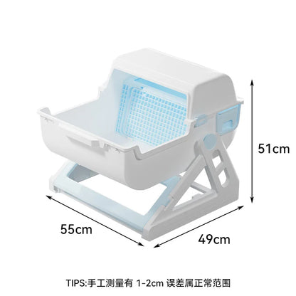Large Size Semi Automatic Foldable Cat Litter Box Semi Closed Safe Durable Stable Universal Pet Cat Toilet for All Seasons