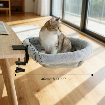 Creative Semi-Circular Cat Table Bed Space Saving Detachable Folding Cat Bed Soft Non-Slip Clamp Cat Desk Hammock Computer Desk