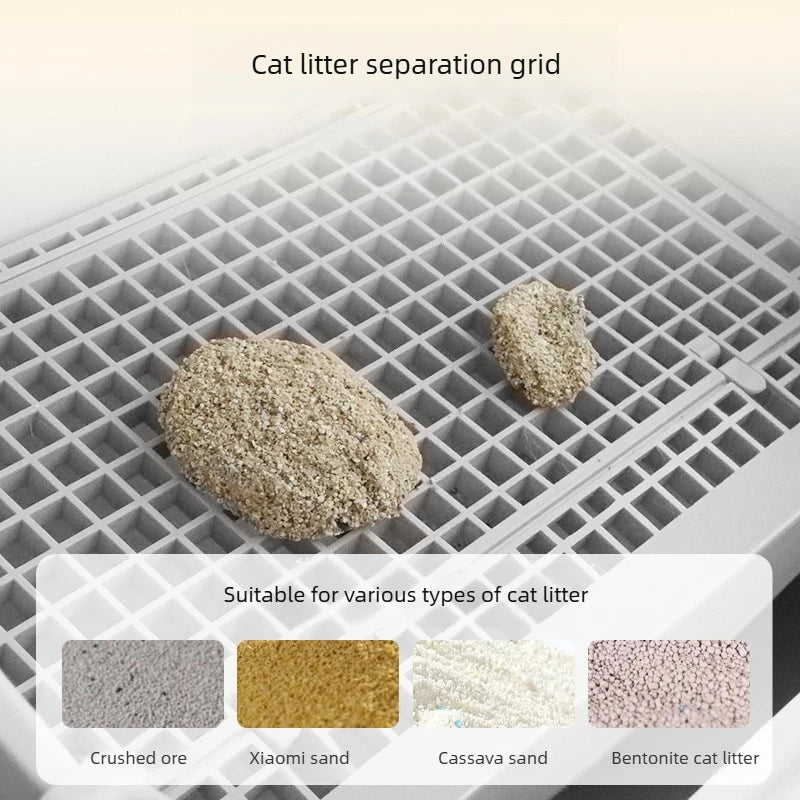 Large Size Semi Automatic Foldable Cat Litter Box Semi Closed Safe Durable Stable Universal Pet Cat Toilet for All Seasons