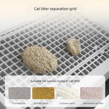 Large Size Semi Automatic Foldable Cat Litter Box Semi Closed Safe Durable Stable Universal Pet Cat Toilet for All Seasons
