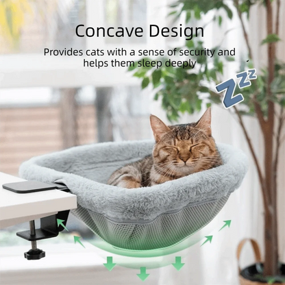 Creative Semi-Circular Cat Table Bed Space Saving Detachable Folding Cat Bed Soft Non-Slip Clamp Cat Desk Hammock Computer Desk