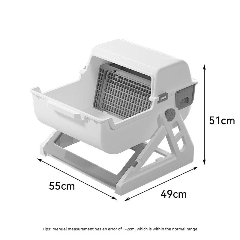 Large Size Semi Automatic Foldable Cat Litter Box Semi Closed Safe Durable Stable Universal Pet Cat Toilet for All Seasons